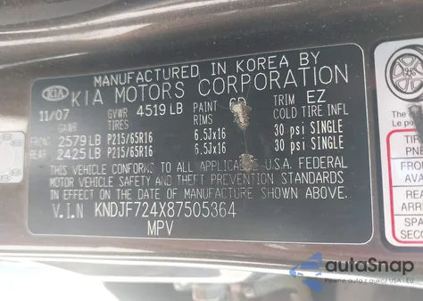 2008 Kia Sportage Lx z USA, uszkodzony, nr VIN KNDJF724X87505364